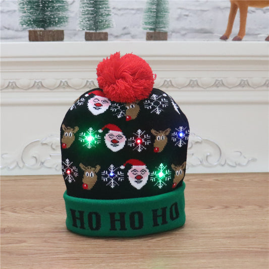 CHRISTMAS HAT Colorful luminous knitted hat high-end elderly Christmas hat