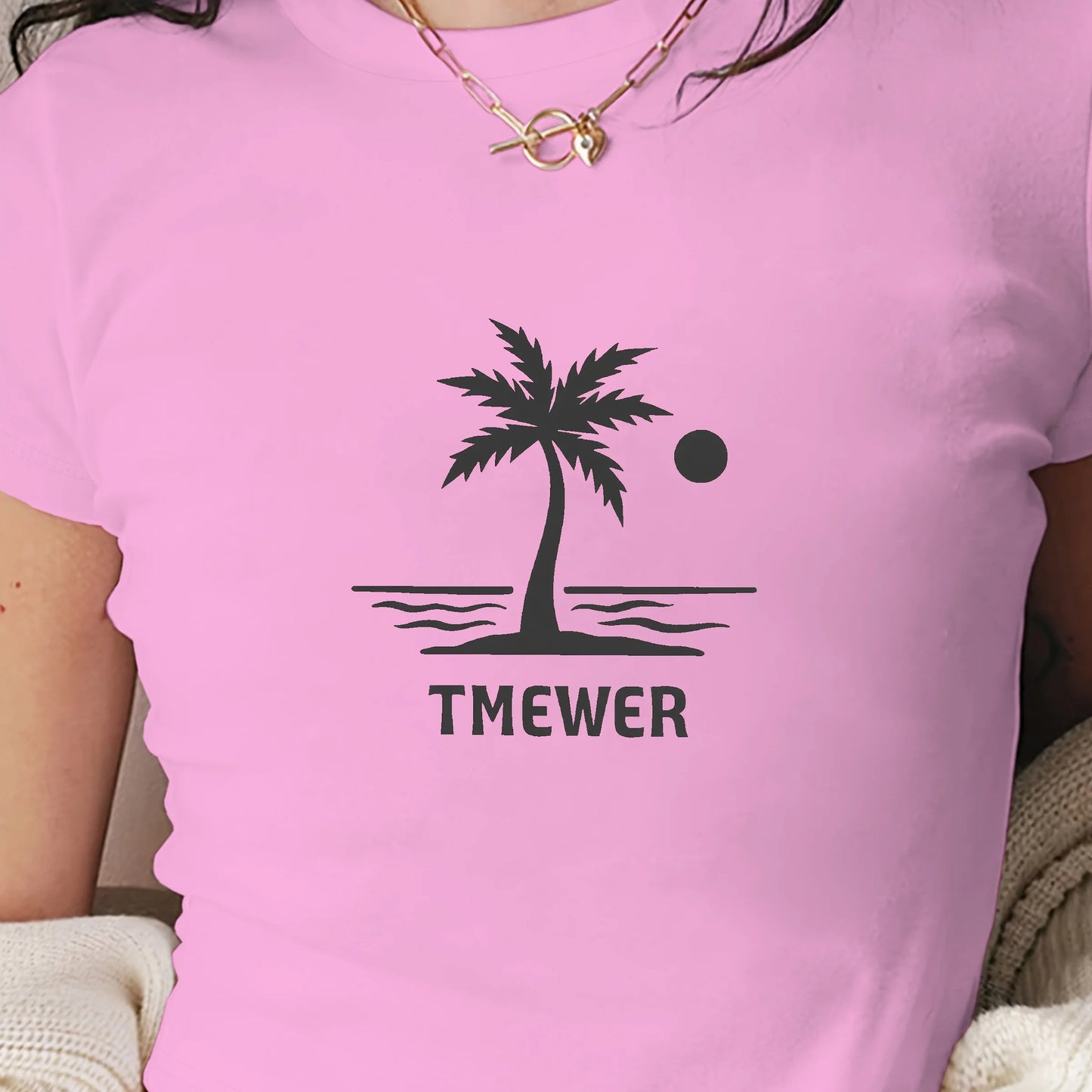 minimalistic beach or tropical theme women's fashion short t-shirt