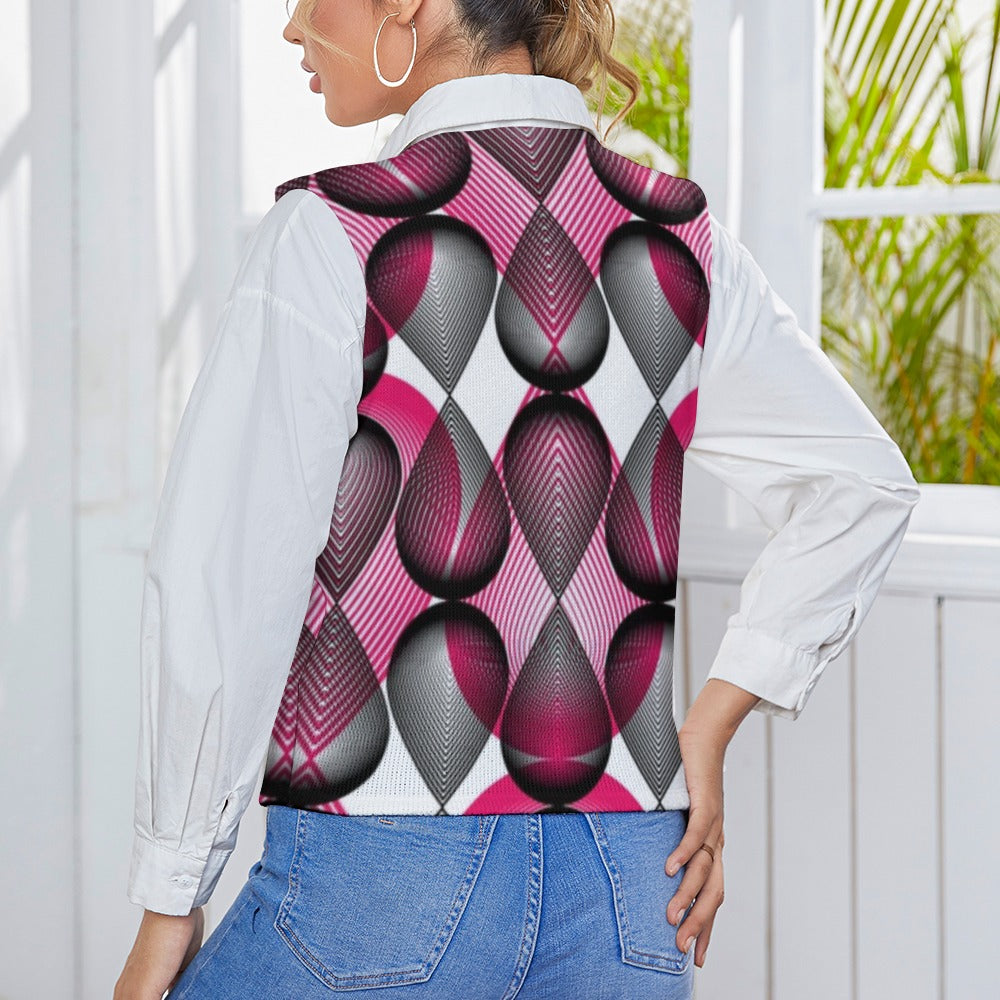 KSC's Custom Vest Designs Women's Long Sleeve Button Knit Vest - 10 OPTIONS INSIDE