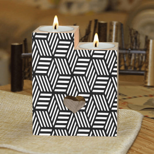 3D Geometric Square Candle Holder Wooden Candle Holder (Without Candle)