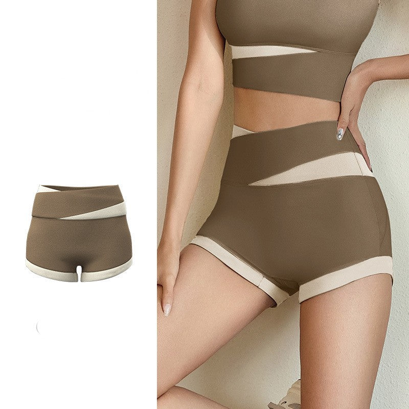 Imo's short, contrasting color, thin yoga wear, fashionable and beautiful back fitness clothes for women