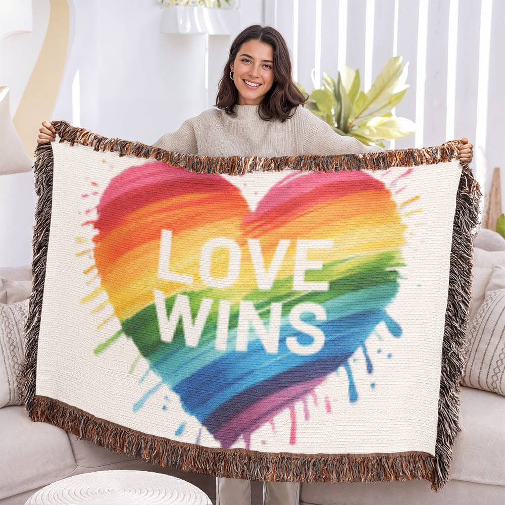 Love Wins Rainbow Heirloom Woven Blanket