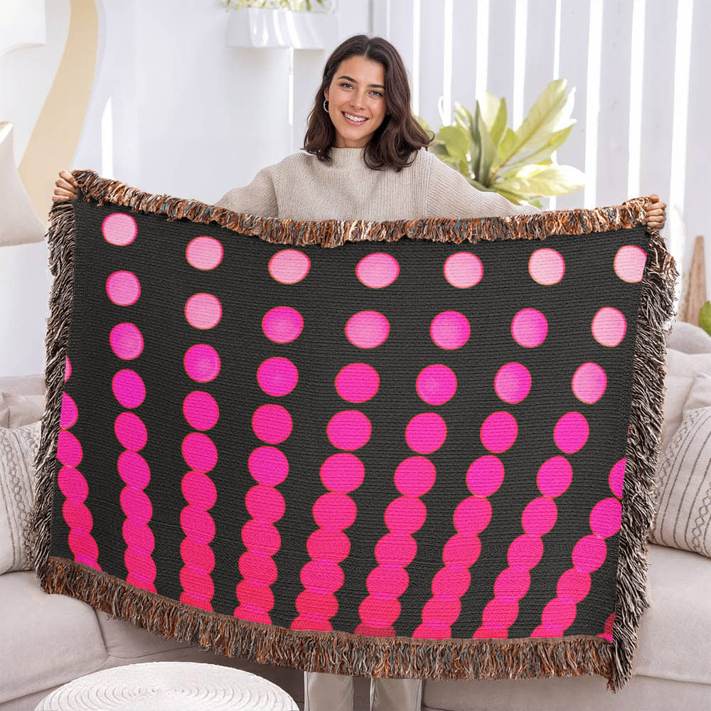 Custom Designer Pink Dot Links Heirloom Artwork Woven Blanket
