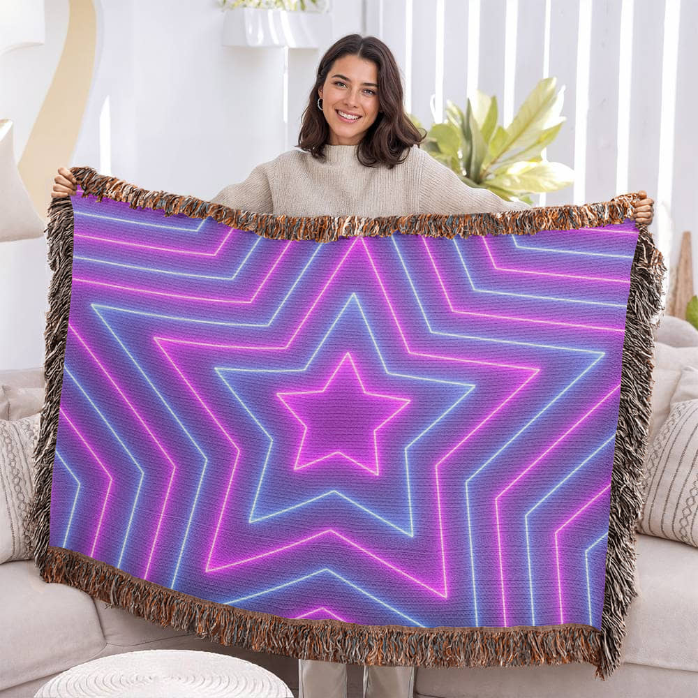 Custom Design Star Purple Echo Heirloom Artwork Woven Blanket