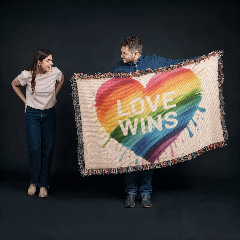 Love Wins Rainbow Heirloom Woven Blanket