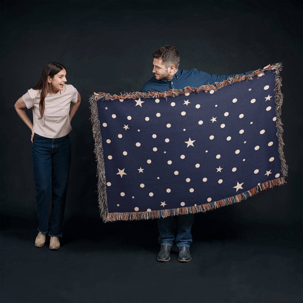 Custom Designer Dark Starry Night Heirloom Artwork Woven Blanket
