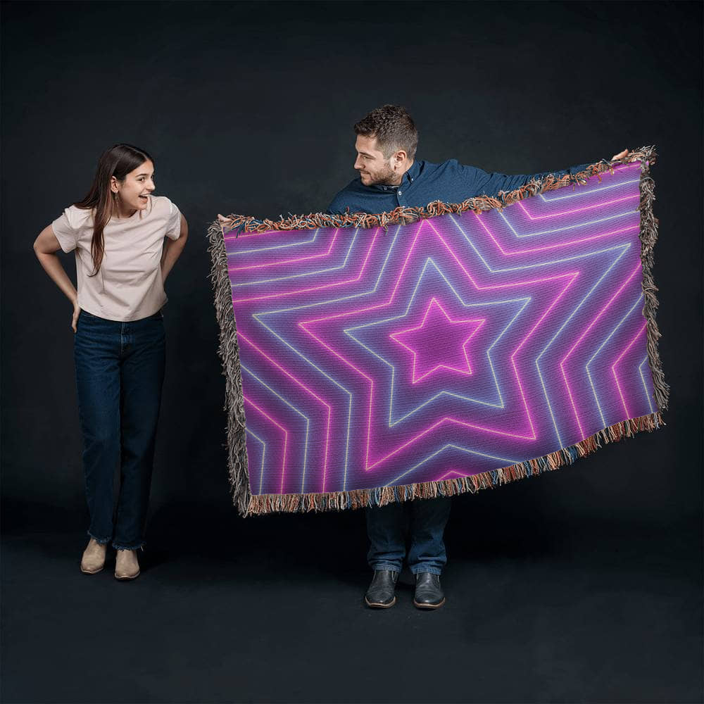 Custom Design Star Purple Echo Heirloom Artwork Woven Blanket