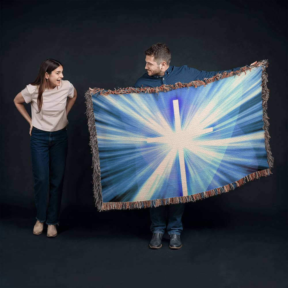 Cross Shining Threw Design Heirloom Artwork Woven Blanket