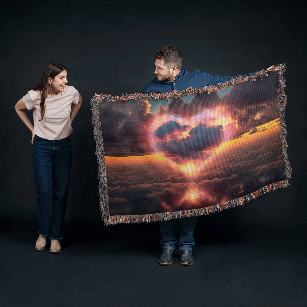 Cotton Candy Cloud Sunset Design Heirloom Artwork Woven Blanket