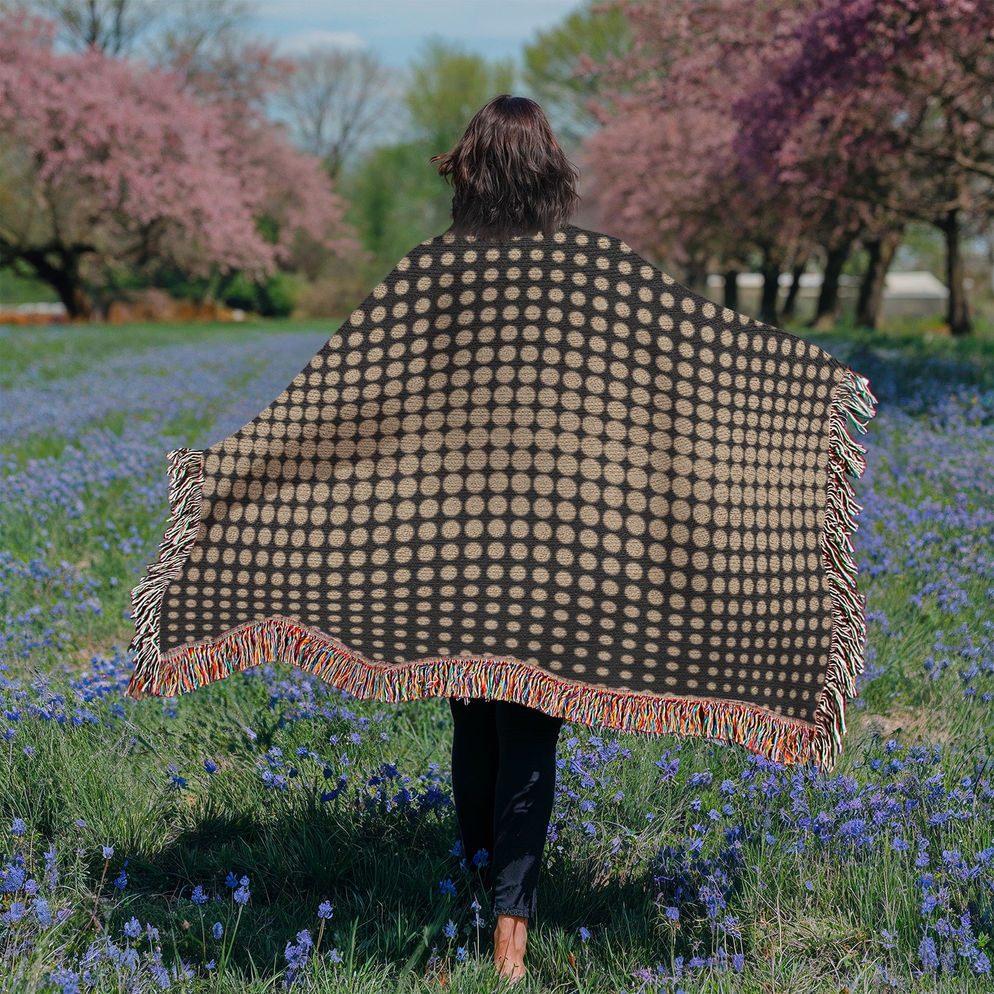 Custom Designer Gold Dot Heirloom Artwork Woven Blanket