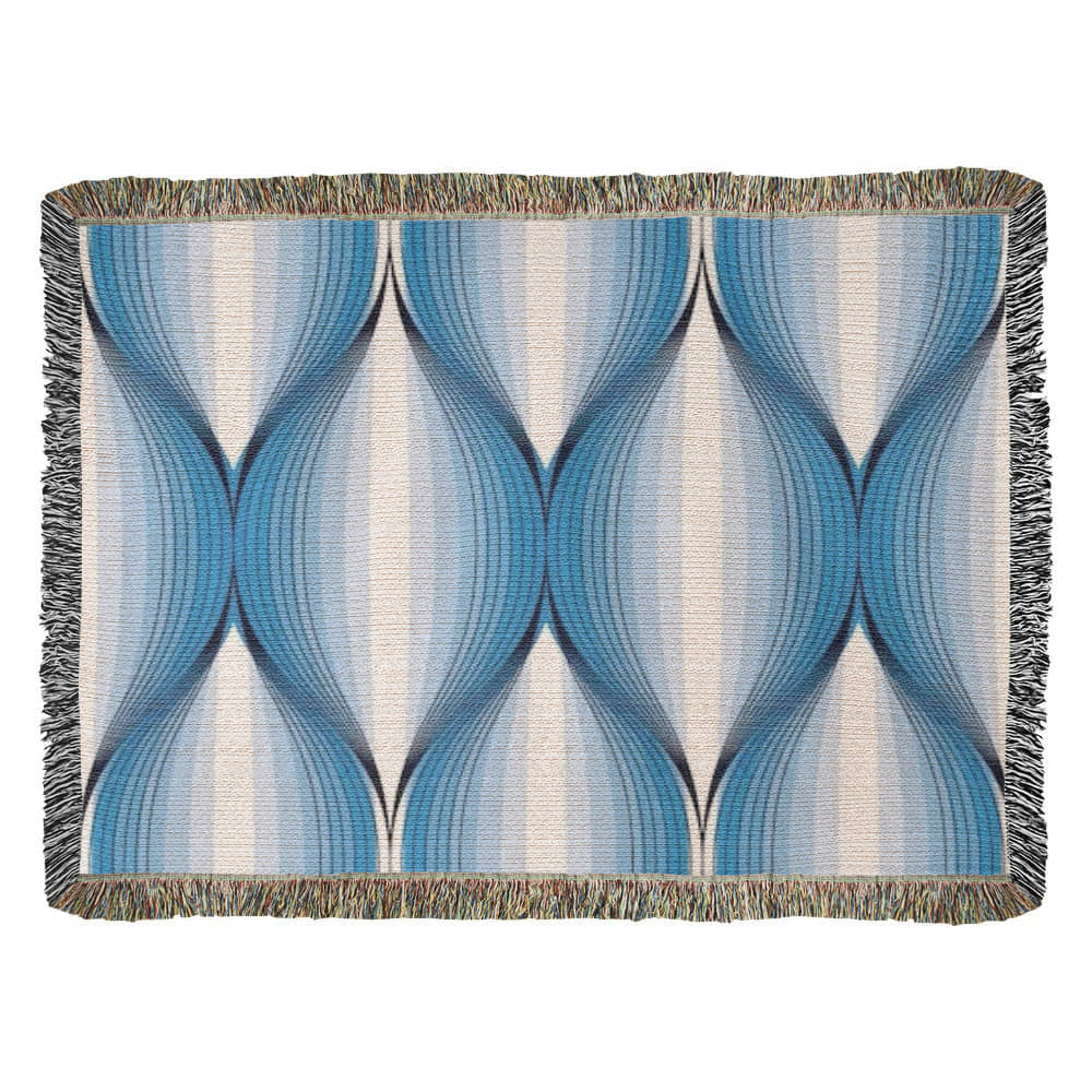 POPULAR DESIGN- Custom Designer Blue Bulb Bloom Heirloom Artwork Woven Blanket