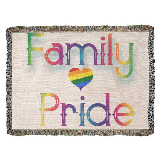 POPULAR DESIGN- Custom Designer Family Pride Rainbow Heart Heirloom Woven Blanket