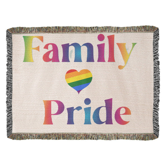 POPULAR DESIGN- Custom Designer Family Pride Rainbow Heart Heirloom Artwork Woven Blanket