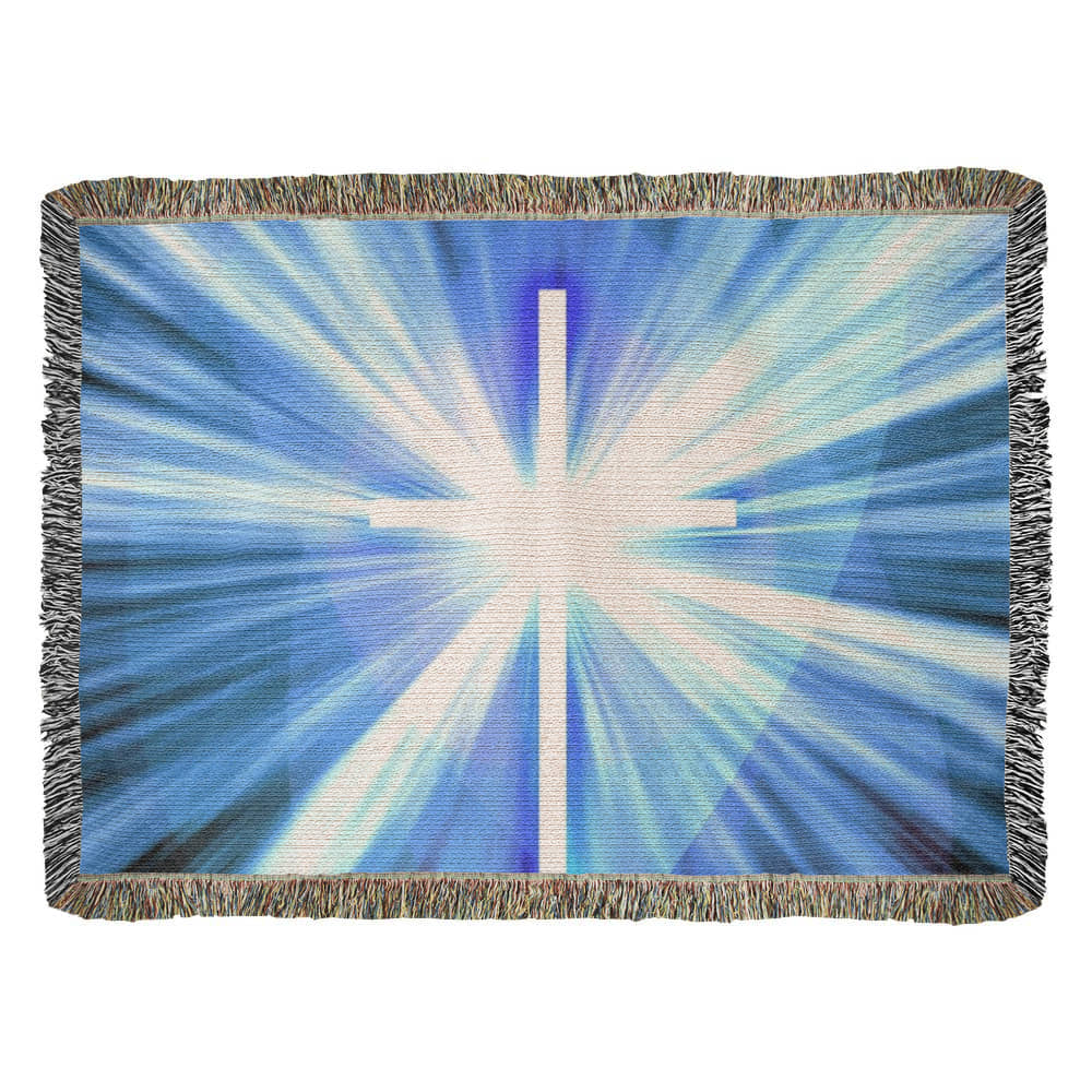 Cross Shining Threw Design Heirloom Artwork Woven Blanket