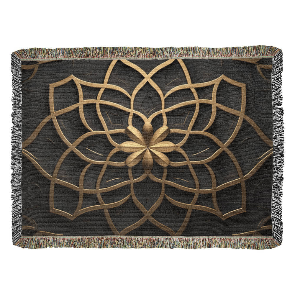 Custom Designer Flower Inlay Pattern Heirloom Artwork Woven Blanket