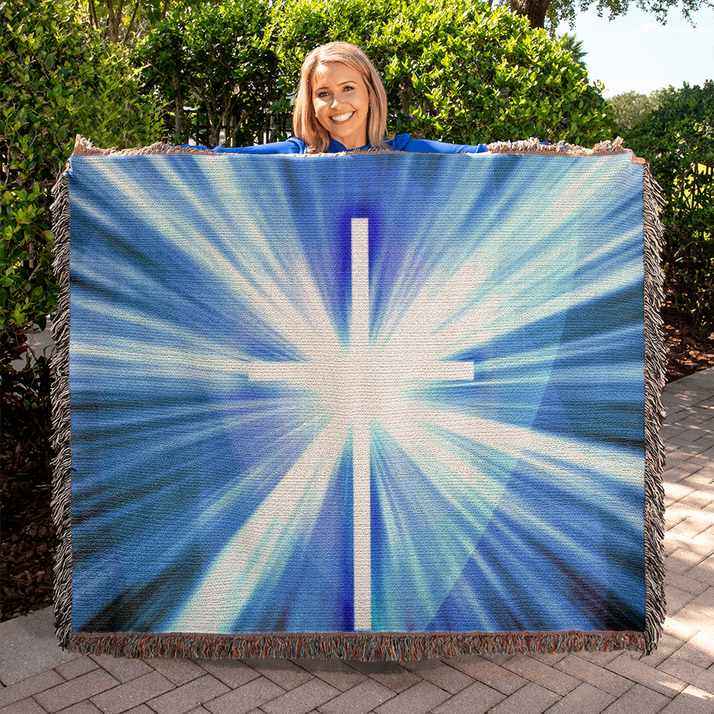 Cross Shining Threw Design Heirloom Artwork Woven Blanket