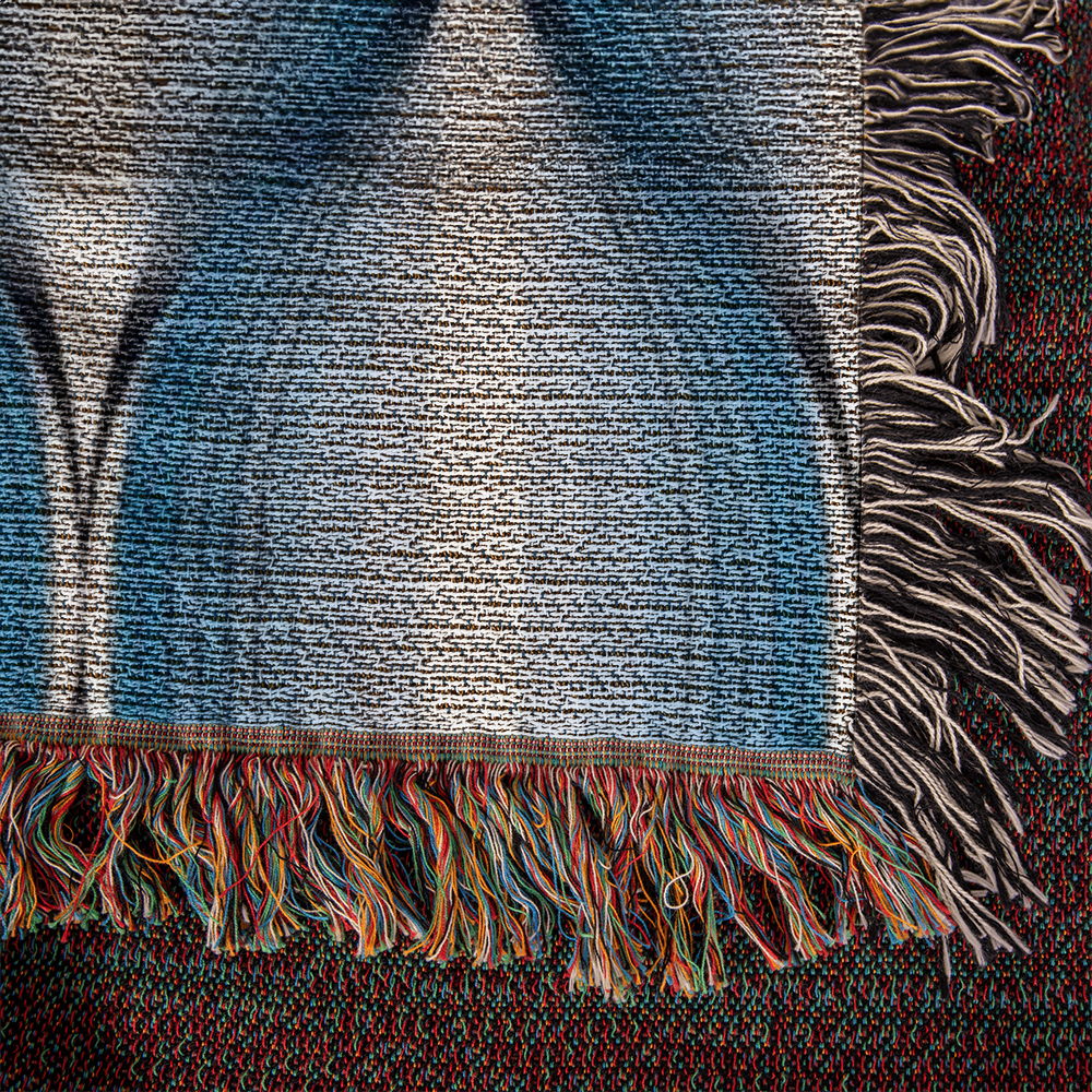 POPULAR DESIGN- Custom Designer Blue Bulb Bloom Heirloom Artwork Woven Blanket