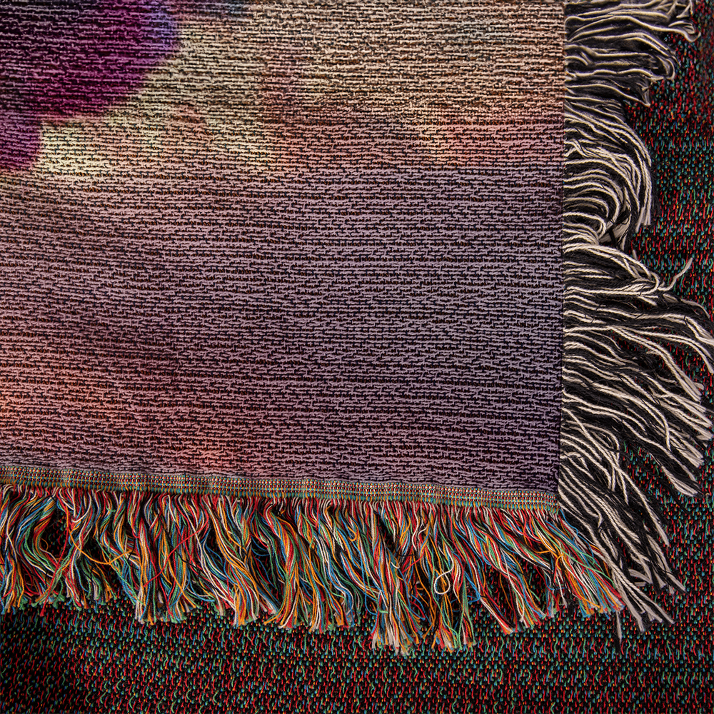 POPULAR - Cotton Candy Cloud Heart Design Heirloom Artwork Woven Blanket