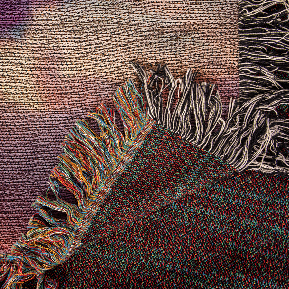 POPULAR - Cotton Candy Cloud Heart Design Heirloom Artwork Woven Blanket