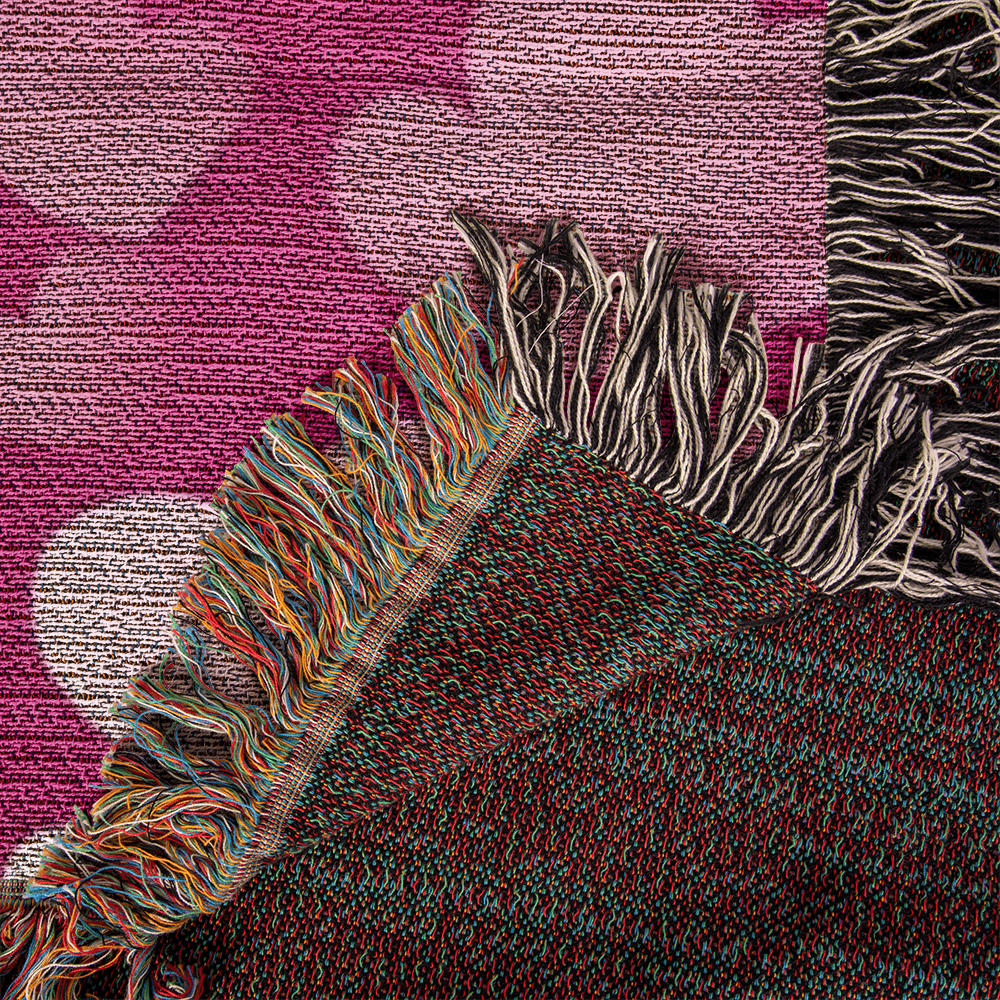Custom Designer Pink Heart Heirloom Artwork Woven Blanket