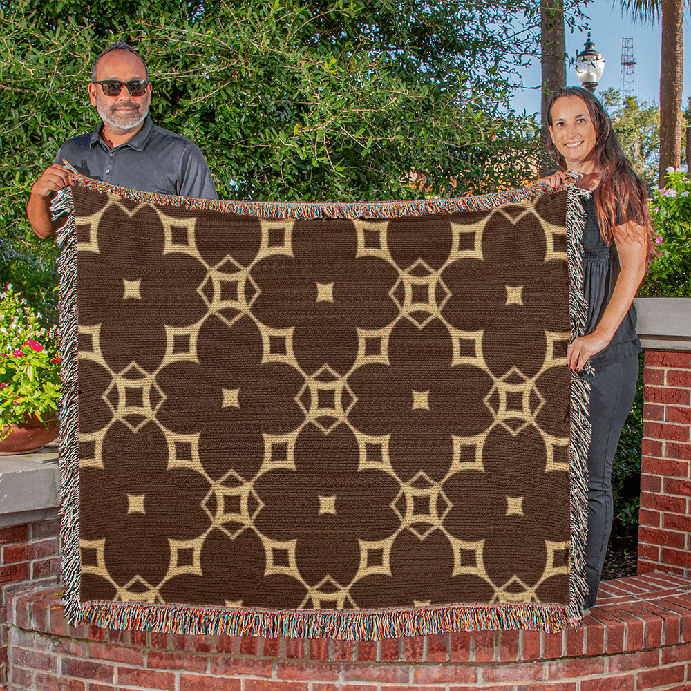 CUSTOM DESIGNER DIAMOND PATTERN HEIRLOOM ARTWORK WOVEN BLANKET