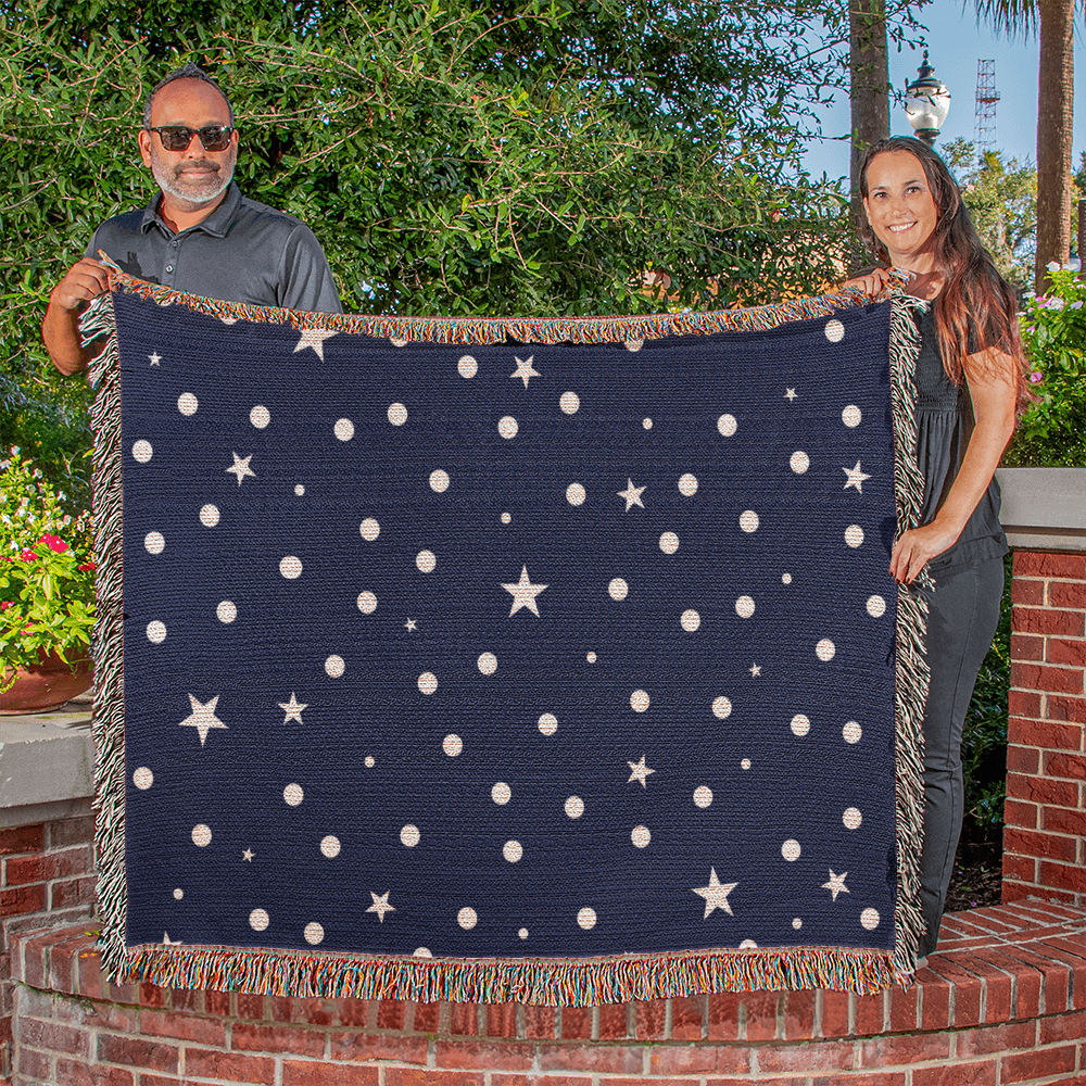 Custom Designer Dark Starry Night Heirloom Artwork Woven Blanket