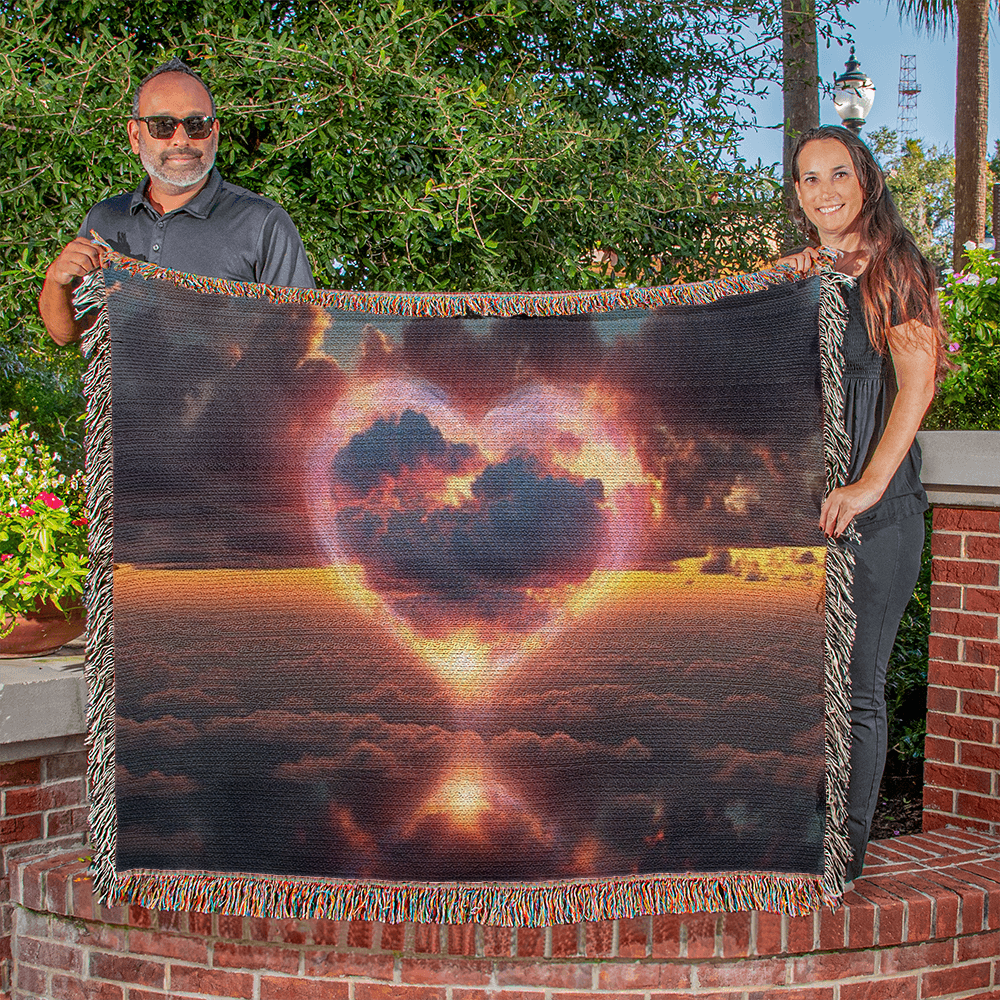 Cotton Candy Cloud Sunset Design Heirloom Artwork Woven Blanket