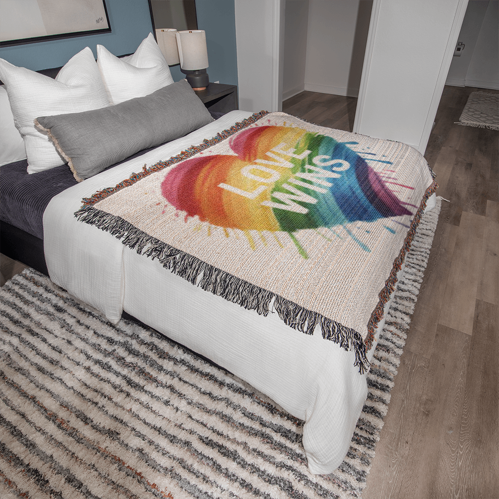 Love Wins Rainbow Heirloom Woven Blanket