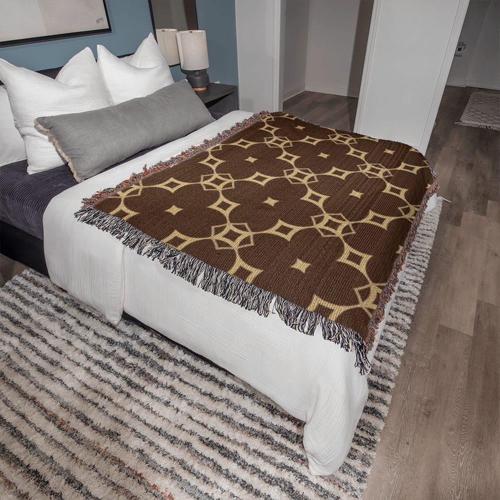 CUSTOM DESIGNER DIAMOND PATTERN HEIRLOOM ARTWORK WOVEN BLANKET