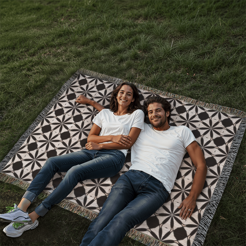 Black & White Custom Geometric Artwork Designer Heirloom Woven Blanket