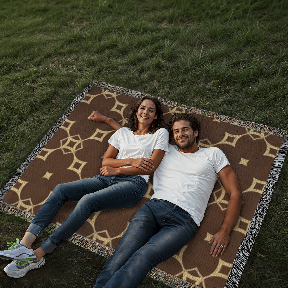 CUSTOM DESIGNER DIAMOND PATTERN HEIRLOOM ARTWORK WOVEN BLANKET