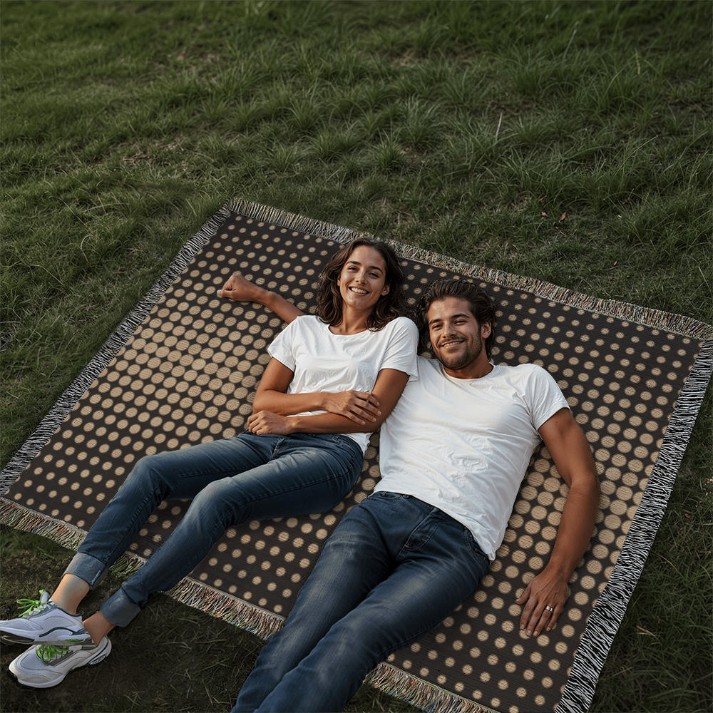 Custom Designer Gold Dot Heirloom Artwork Woven Blanket