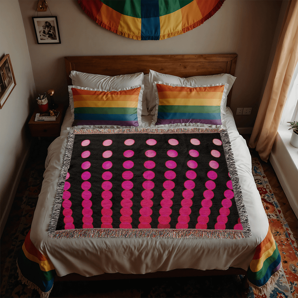 Custom Designer Pink Dot Links Heirloom Artwork Woven Blanket