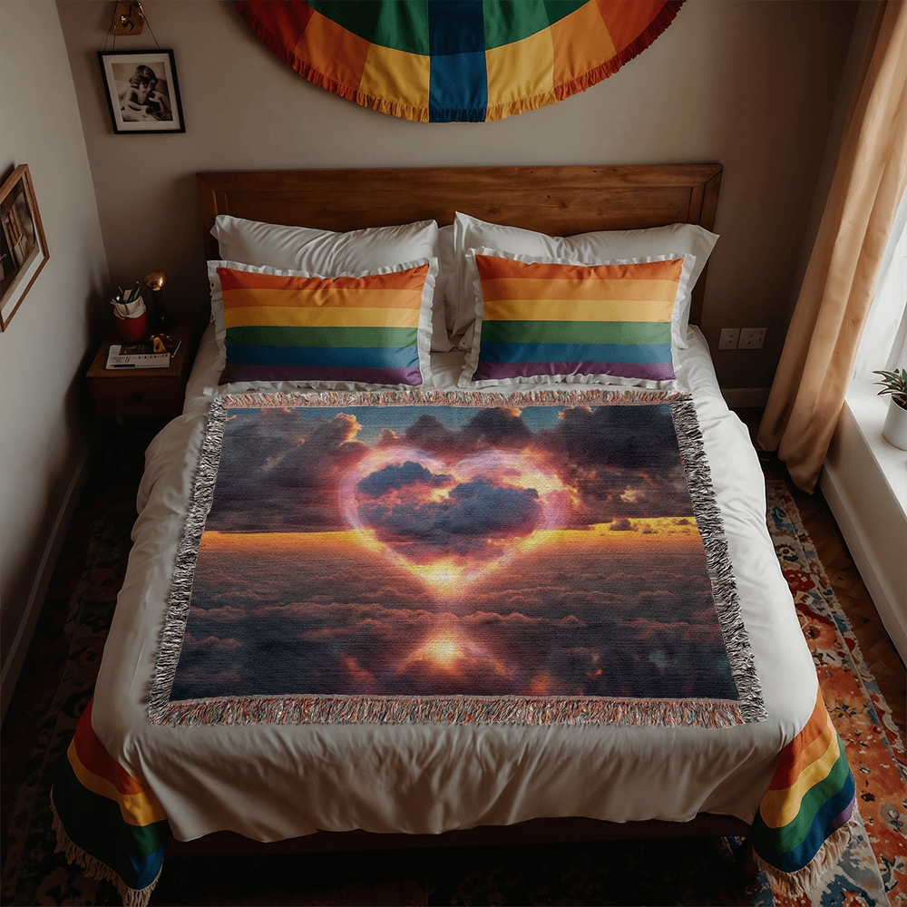 Cotton Candy Cloud Sunset Design Heirloom Artwork Woven Blanket