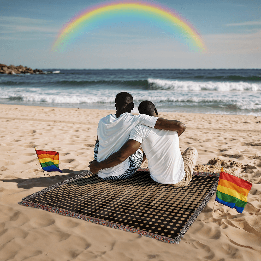 Custom Designer Gold Dot Heirloom Artwork Woven Blanket