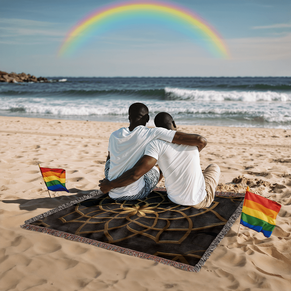 Custom Designer Flower Inlay Pattern Heirloom Artwork Woven Blanket