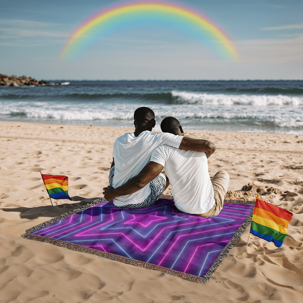 Custom Design Star Purple Echo Heirloom Artwork Woven Blanket