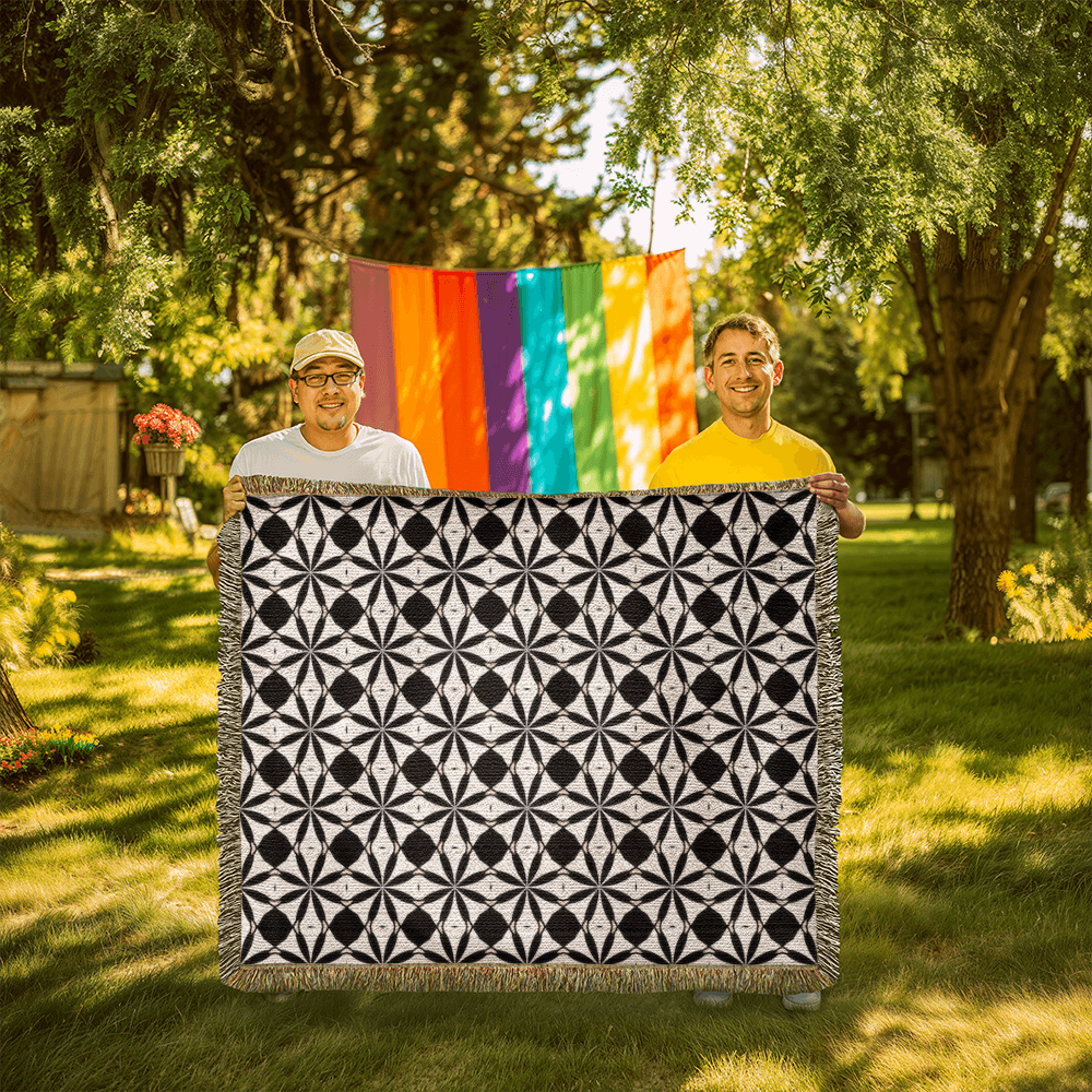 Black & White Custom Geometric Artwork Designer Heirloom Woven Blanket