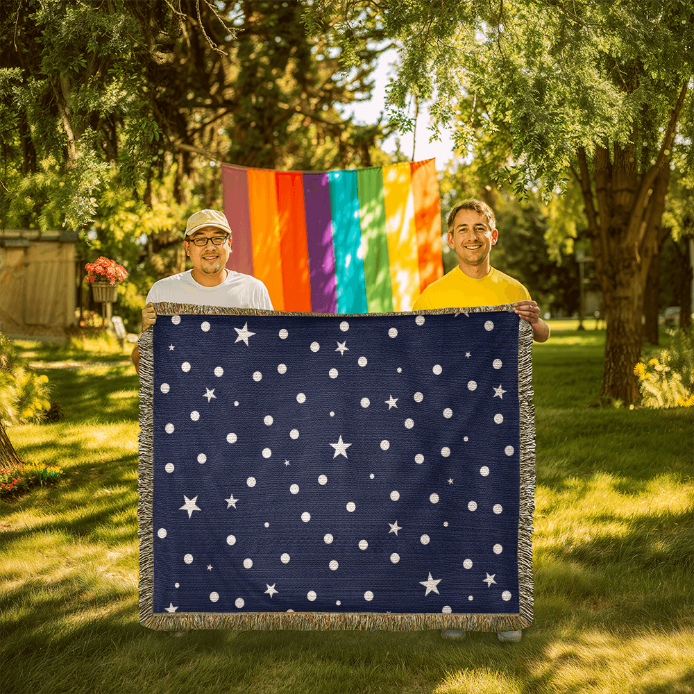 Custom Designer Dark Starry Night Heirloom Artwork Woven Blanket