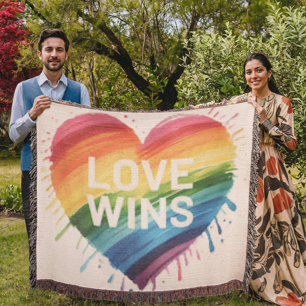 Love Wins Rainbow Heirloom Woven Blanket