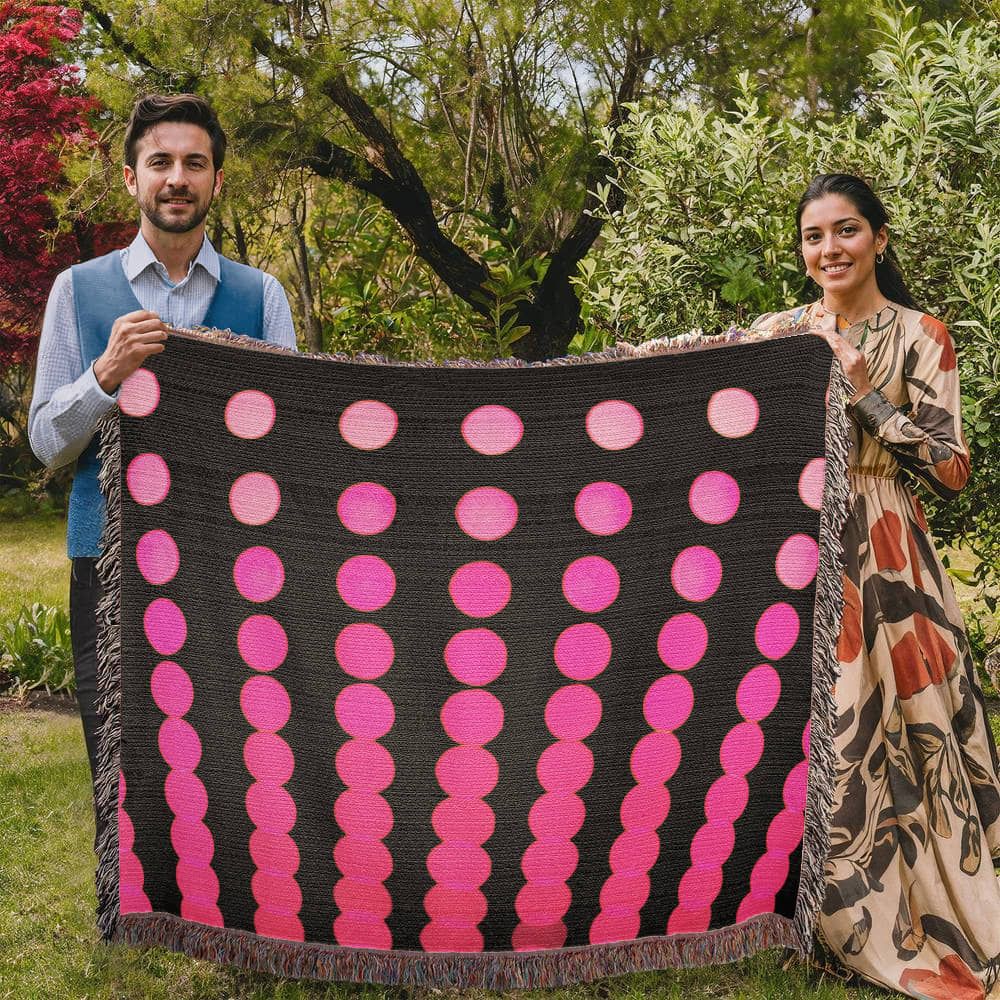Custom Designer Pink Dot Links Heirloom Artwork Woven Blanket
