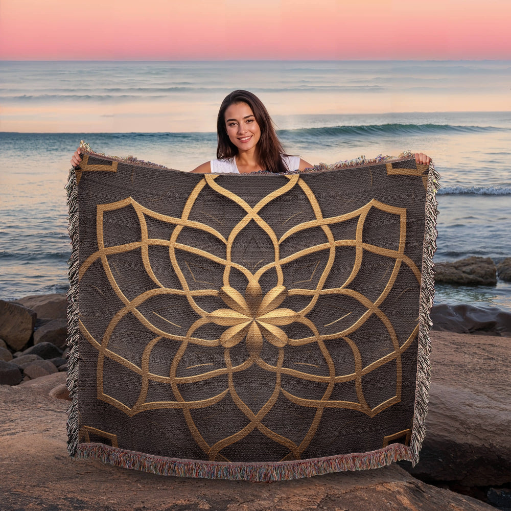 Custom Designer Flower Inlay Pattern Heirloom Artwork Woven Blanket