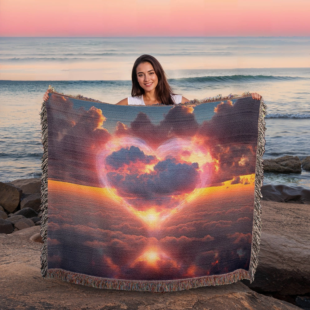 Cotton Candy Cloud Sunset Design Heirloom Artwork Woven Blanket