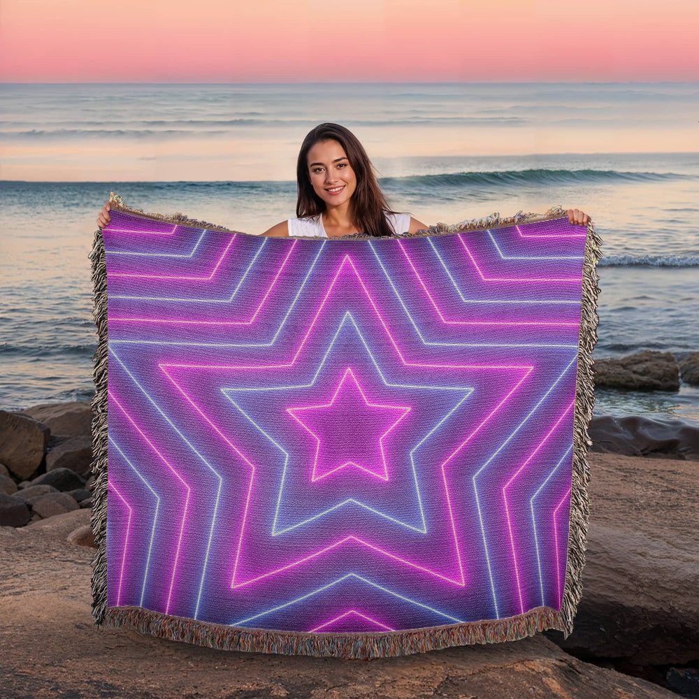 Custom Design Star Purple Echo Heirloom Artwork Woven Blanket