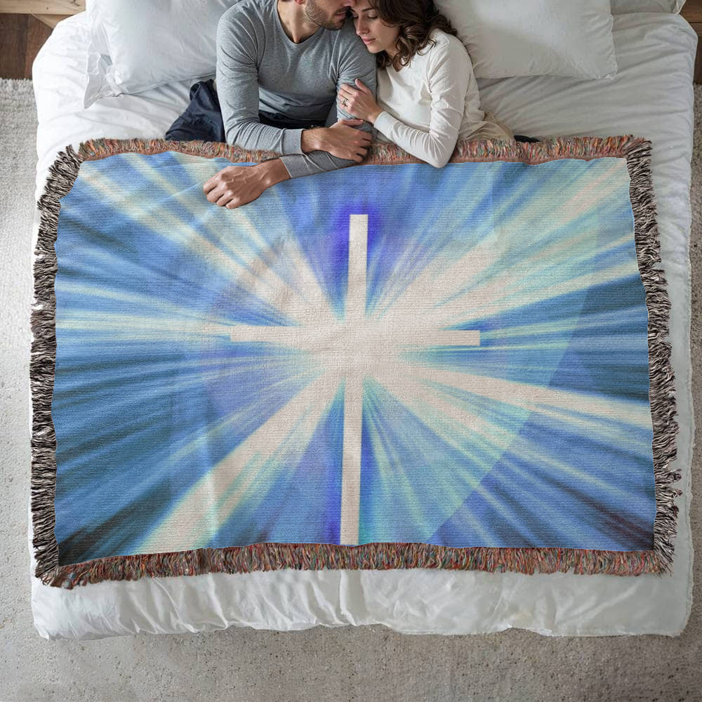 Cross Shining Threw Design Heirloom Artwork Woven Blanket