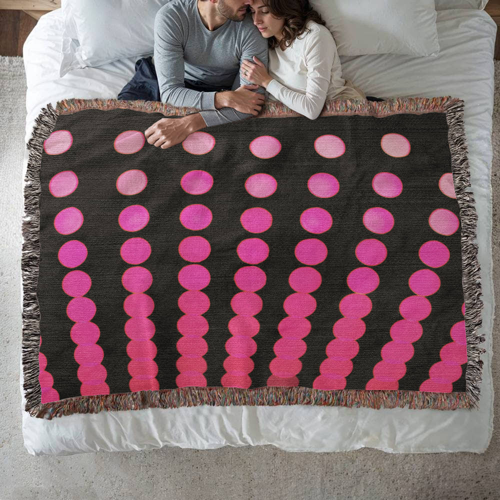 Custom Designer Pink Dot Links Heirloom Artwork Woven Blanket