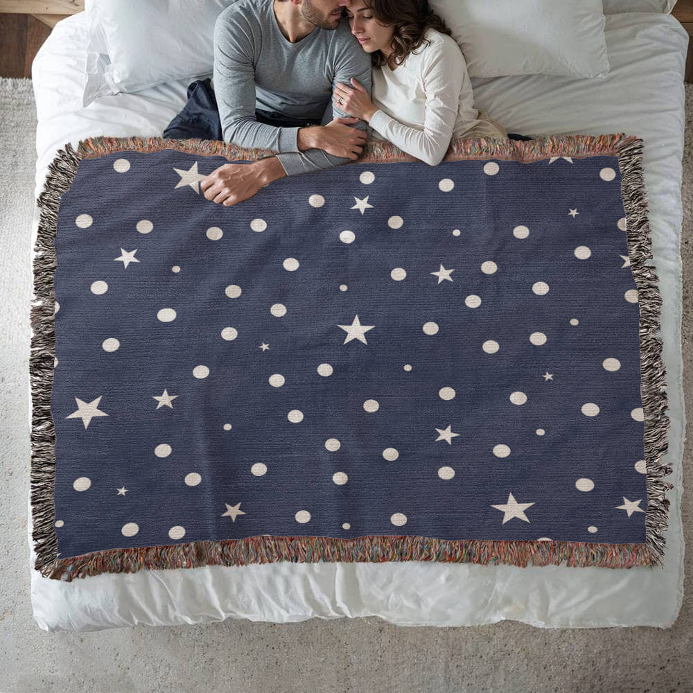 Custom Designer Dark Starry Night Heirloom Artwork Woven Blanket