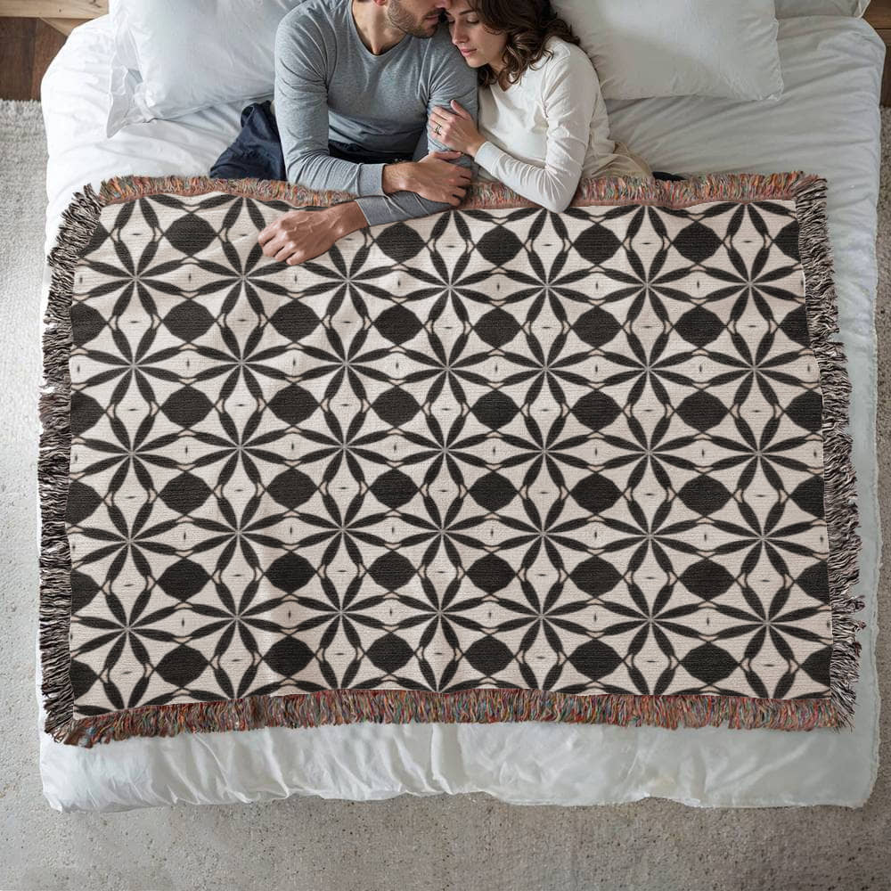 Black & White Custom Geometric Artwork Designer Heirloom Woven Blanket