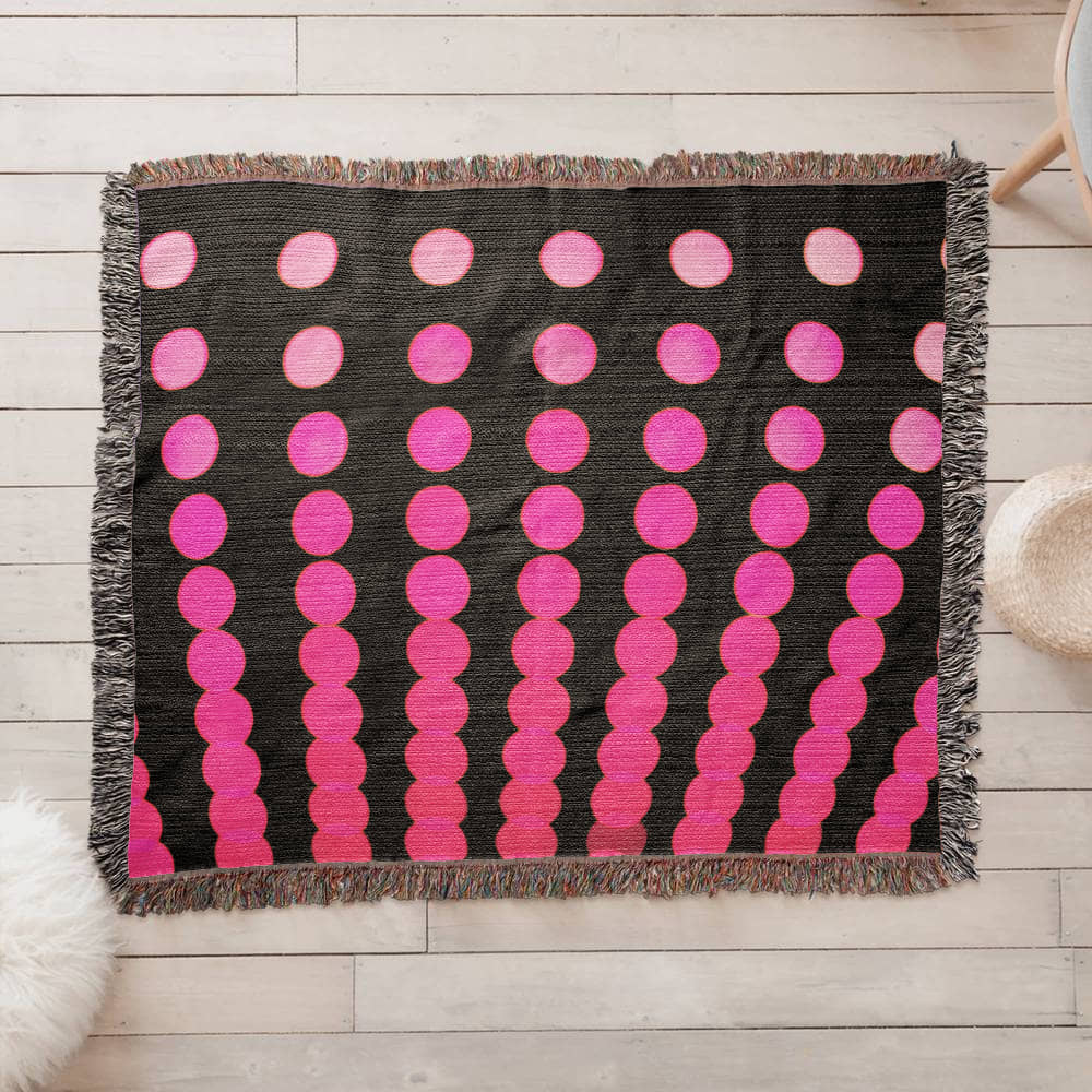 Custom Designer Pink Dot Links Heirloom Artwork Woven Blanket