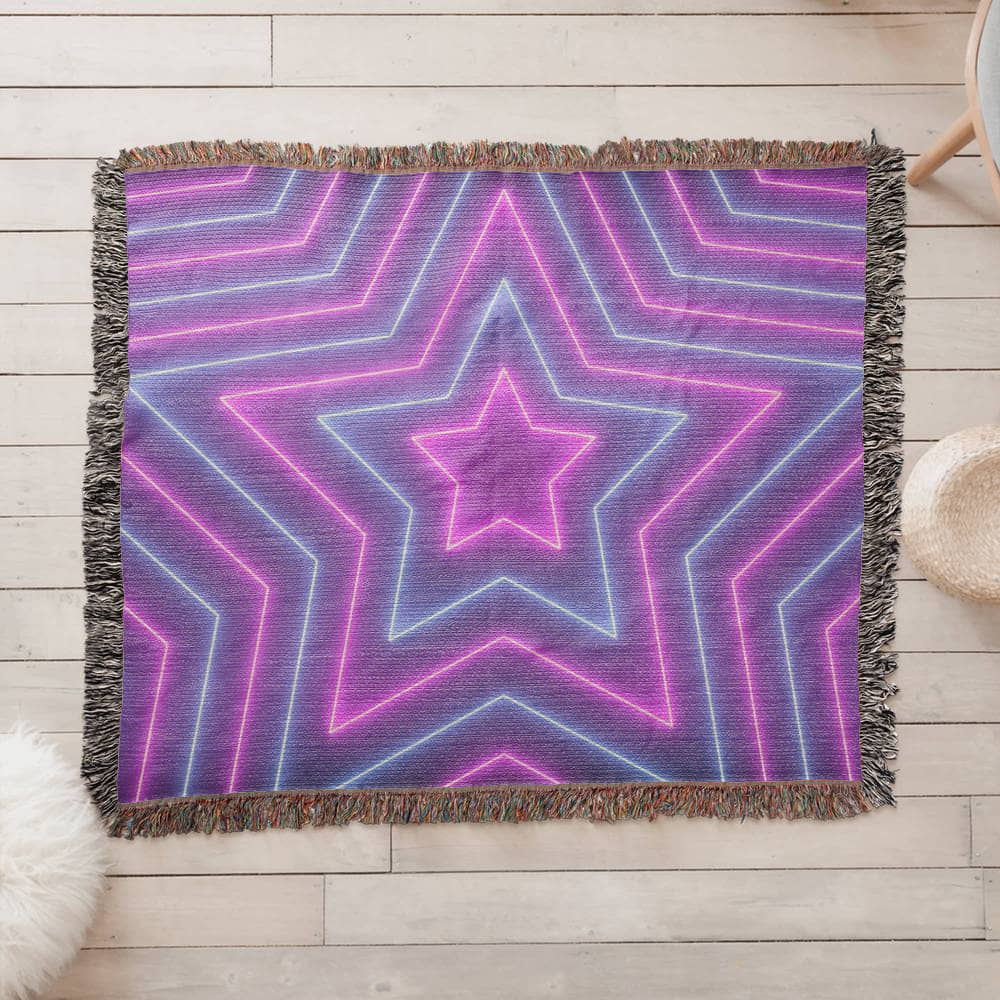 Custom Design Star Purple Echo Heirloom Artwork Woven Blanket